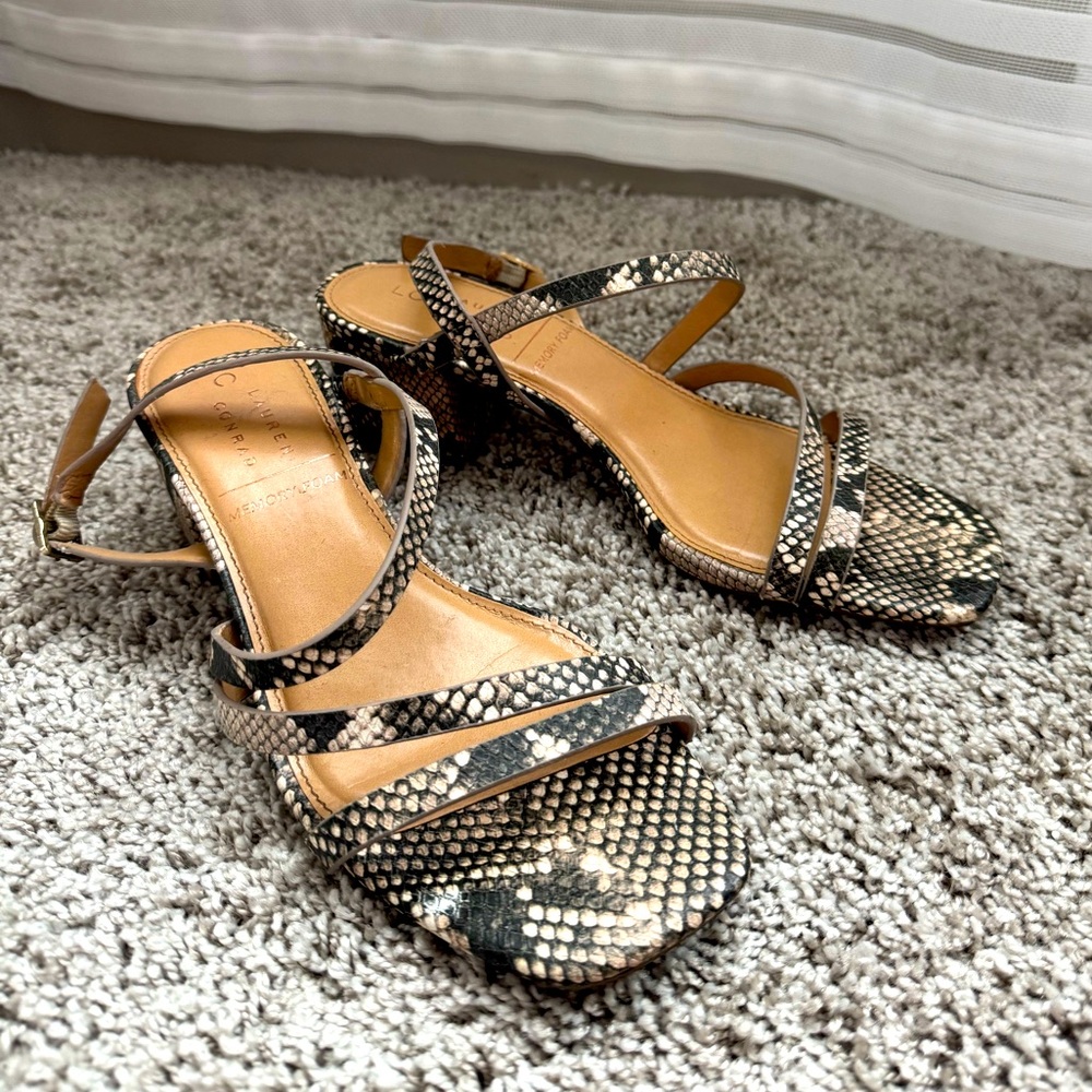 Lauren Conrad Snake Print Strappy Sandals